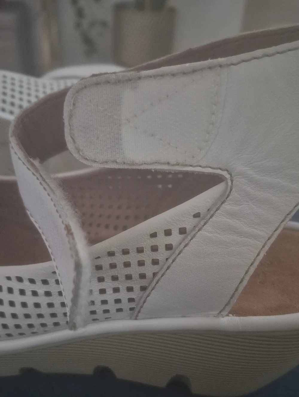 Clarks Artisan Women’s White Perforated Peep-Toe Wedge Sandals